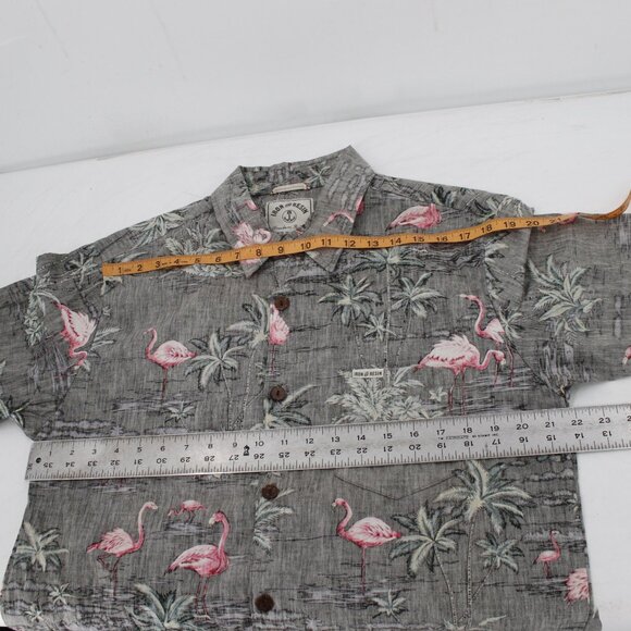 Iron and Resin Shirt Men's Large Button Up Flamingo tropical palm Reverse Print - Picture 12 of 12